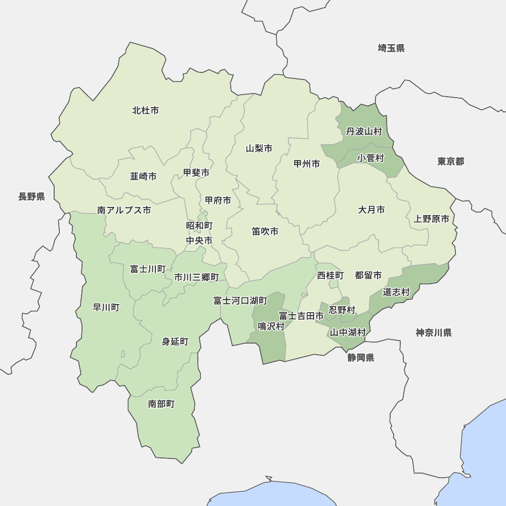 山梨県の地図