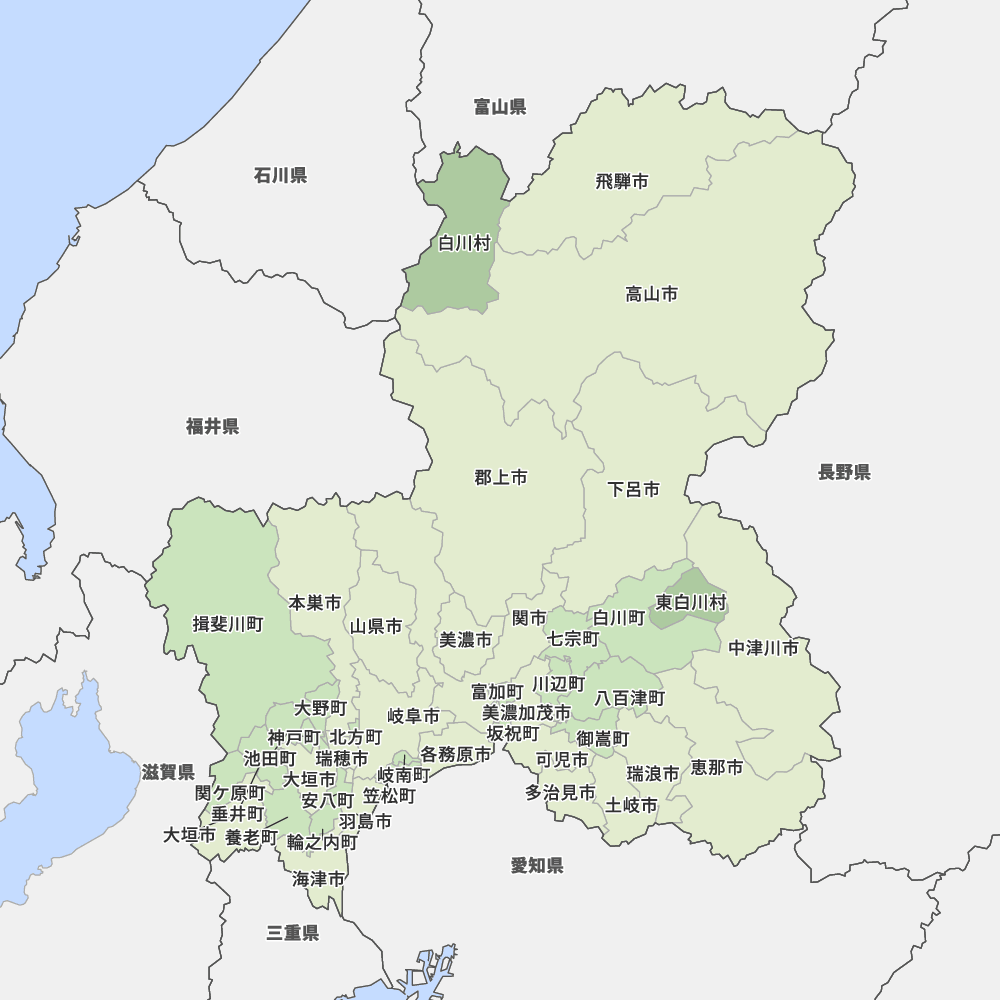 岐阜県の地図