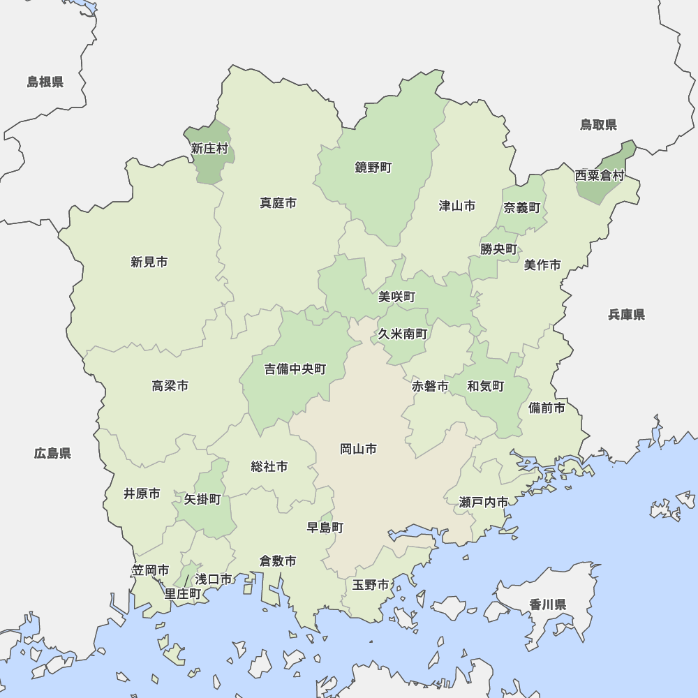 岡山県の地図